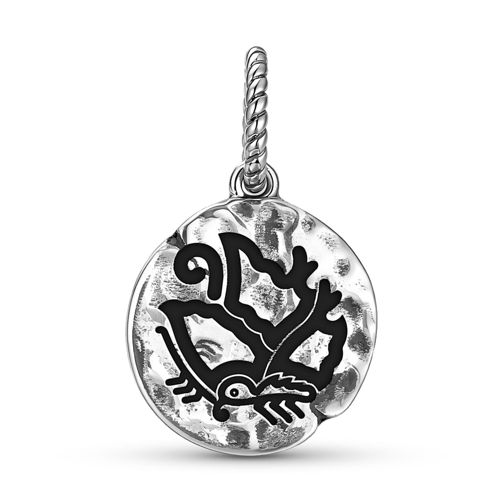 Japonais Agehanochō Symbole 925 Argent Sterling Textured Dangle Charm pour Charm Bracel