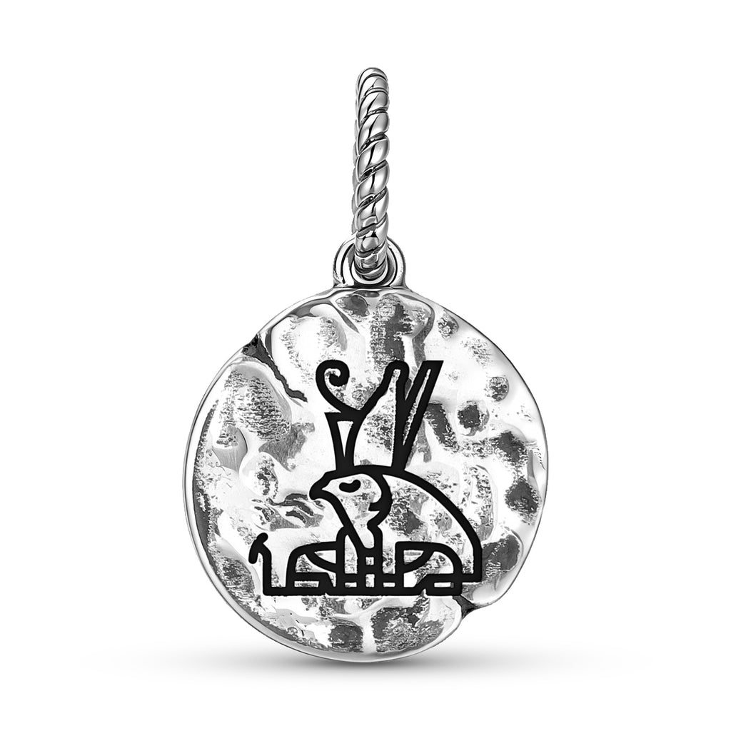 Symbole égyptien Horus 925 argent sterling main texturé Dangle Charm pour bracelets de charme