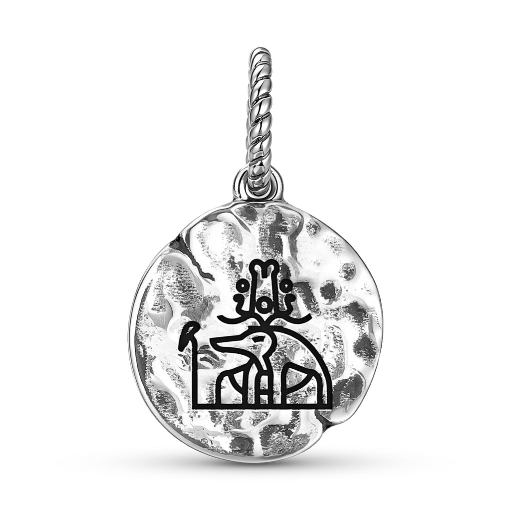 Egyptian Symbol 925 Sterling Silver Hand Textured Dangle Charm for Charm Bracelets