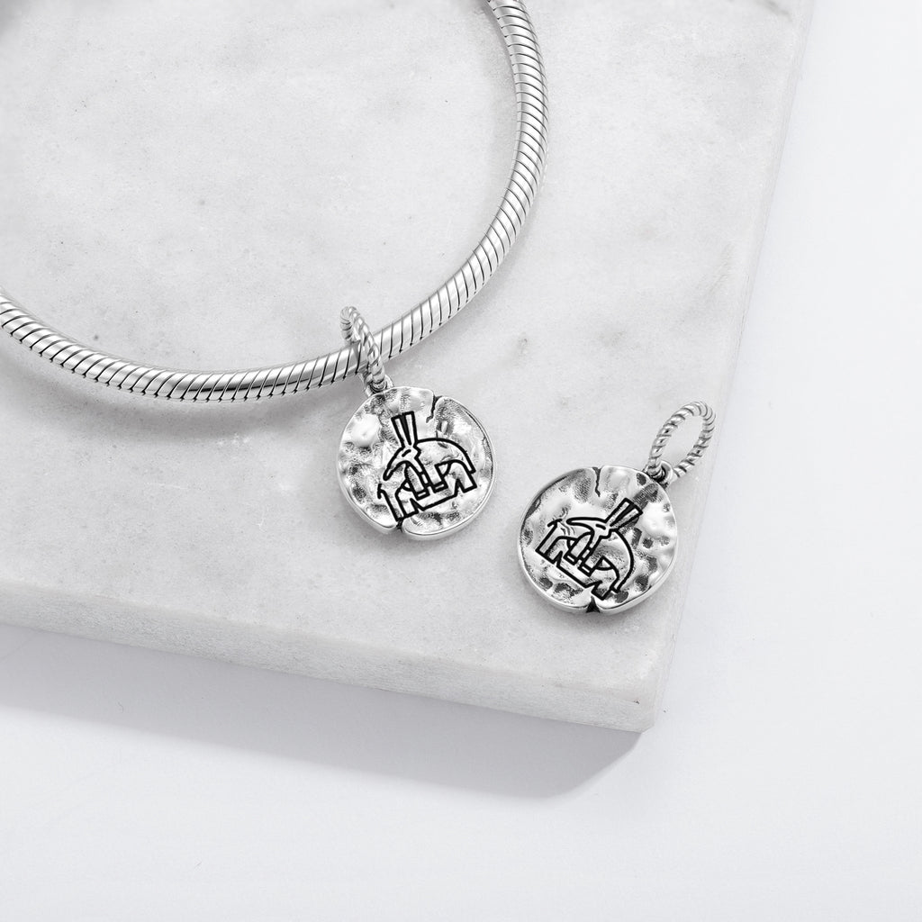 Ensemble égyptien Symbole 925 argent sterling main texturé Dangle Charm pour bracelets de charme