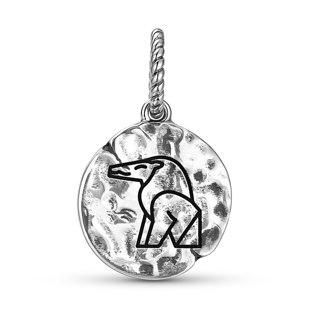 Symbole ammite égyptien 925 argent sterling main texturé Dangle Charm pour bracelets de charme