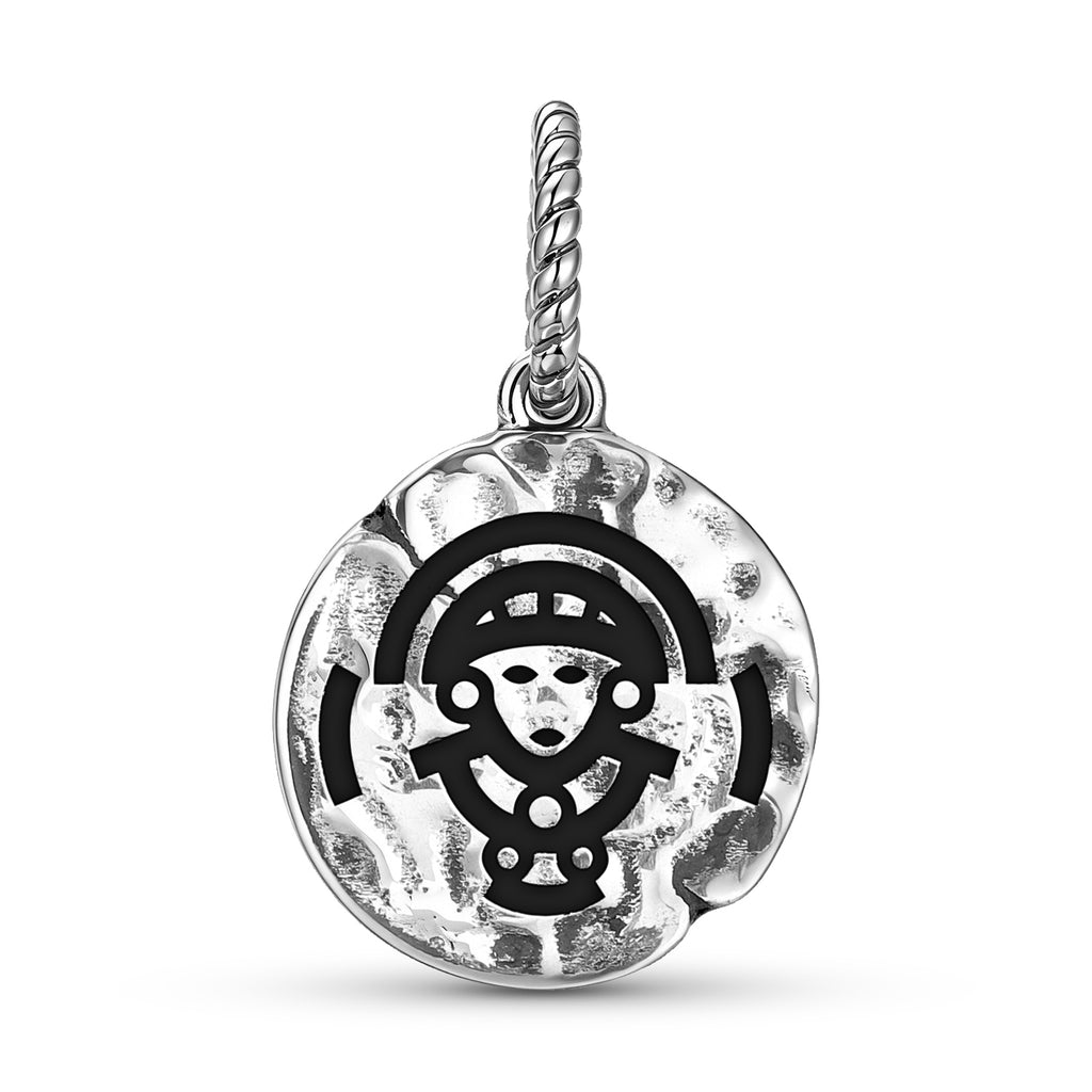 Inca Mama Qucha Symbol 925 Argent Sterling Textured Dangle Charm pour bracelets de charme