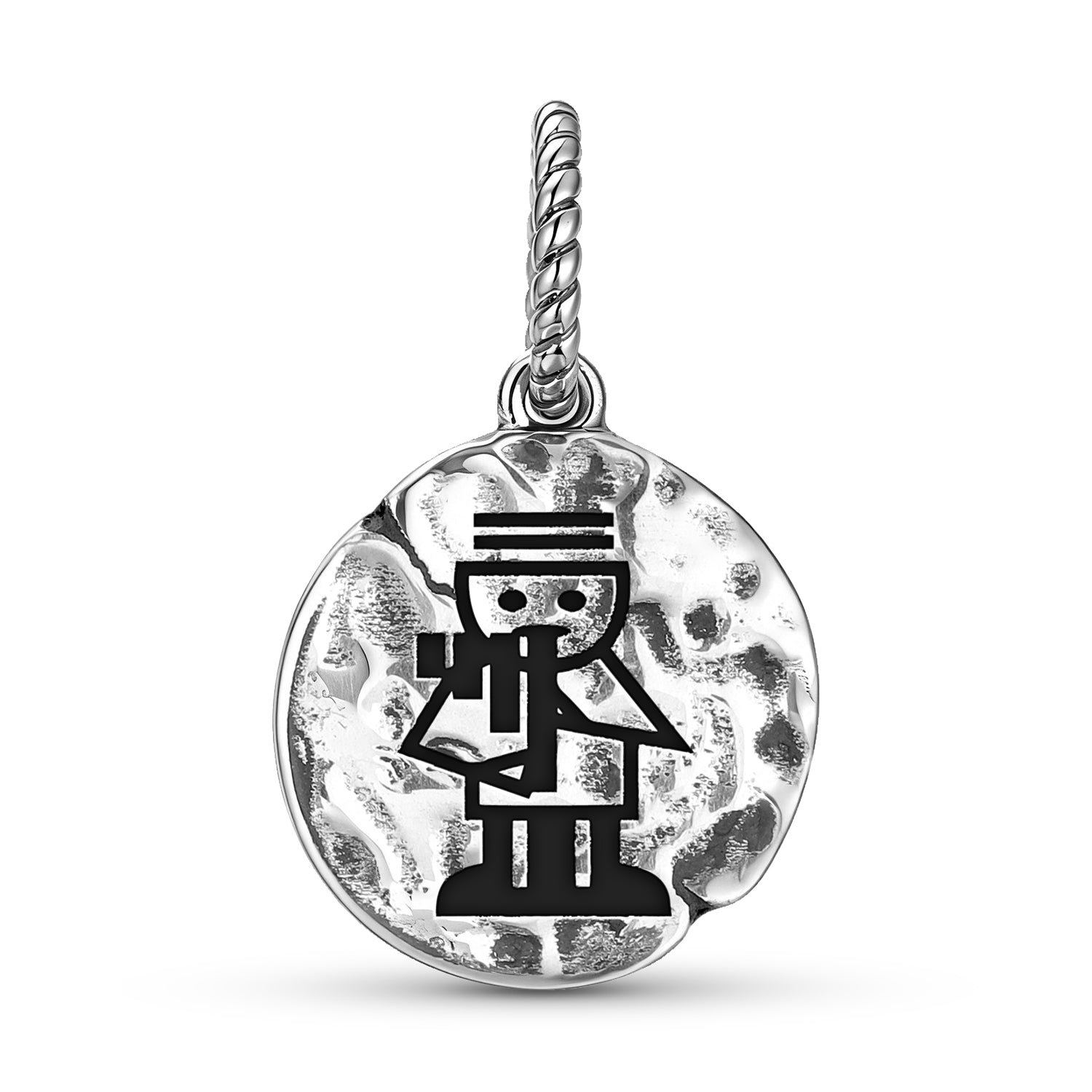 Inca Illapa Symbol 925 Argent Sterling Textured Dangle Charm pour bracelets de charme