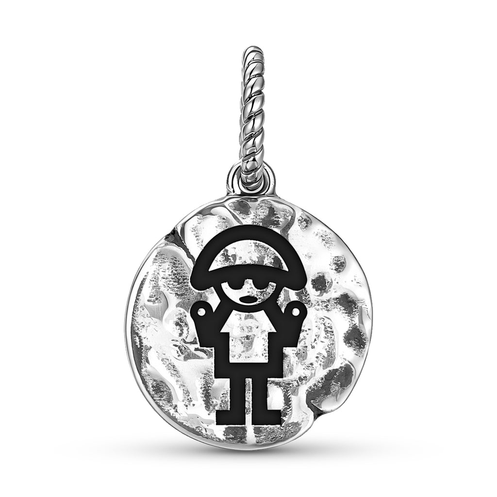 Inca Catequil Symbole 925 Argent Sterling Textured Dangle Charm pour bracelets de charme
