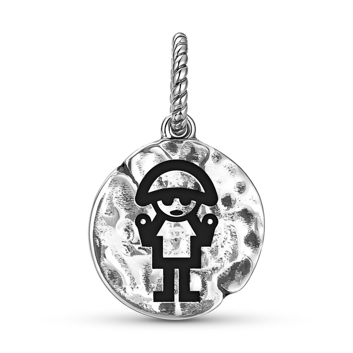 Inca Catequil Symbole 925 Argent Sterling Textured Dangle Charm pour bracelets de charme