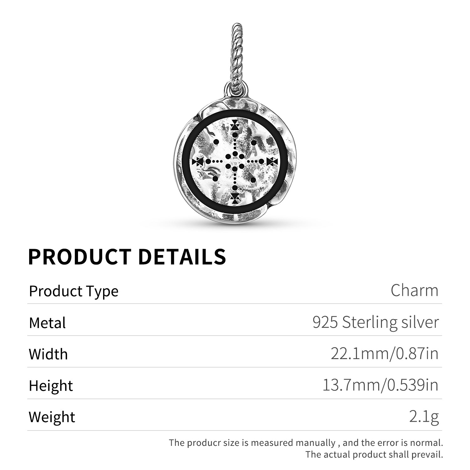 Lakota Sioux Médecine Roue Quatre Huttes Symbole 925 Argent Sterling Main Texturé Dangle Char
