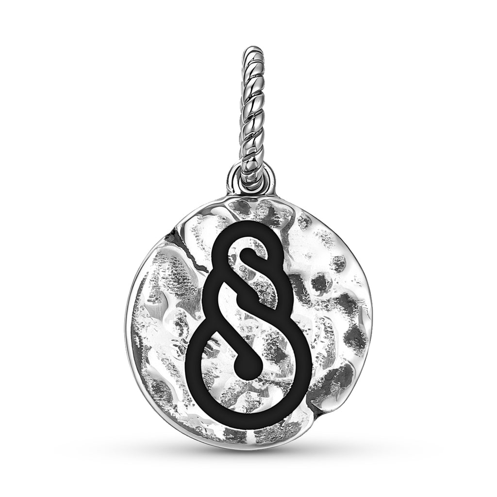 Maori Pikorua Double symbole Twist 925 Argent Sterling Textured Dangle Charm pour Charm