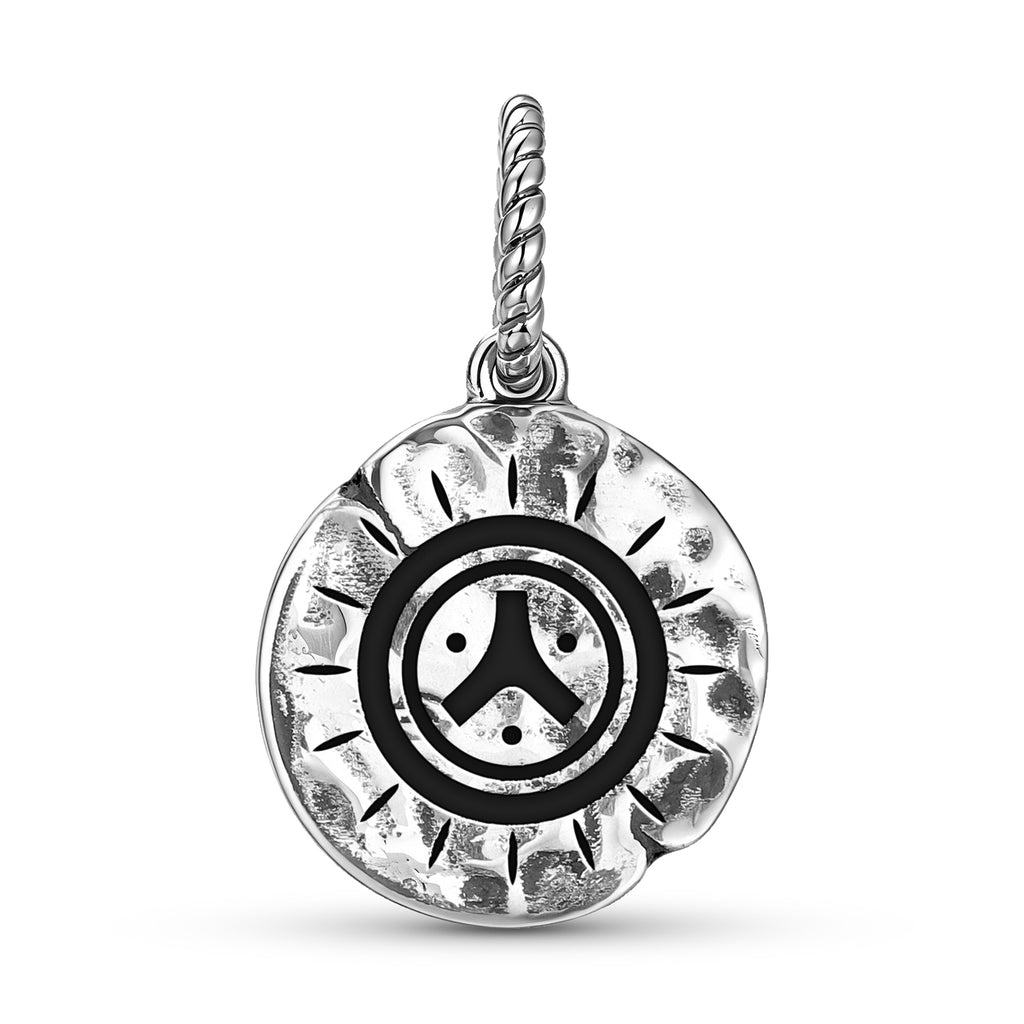Taino Grand Sceau Symbole 925 Argent Sterling Texture main Dangle Charm pour bracelets de charme
