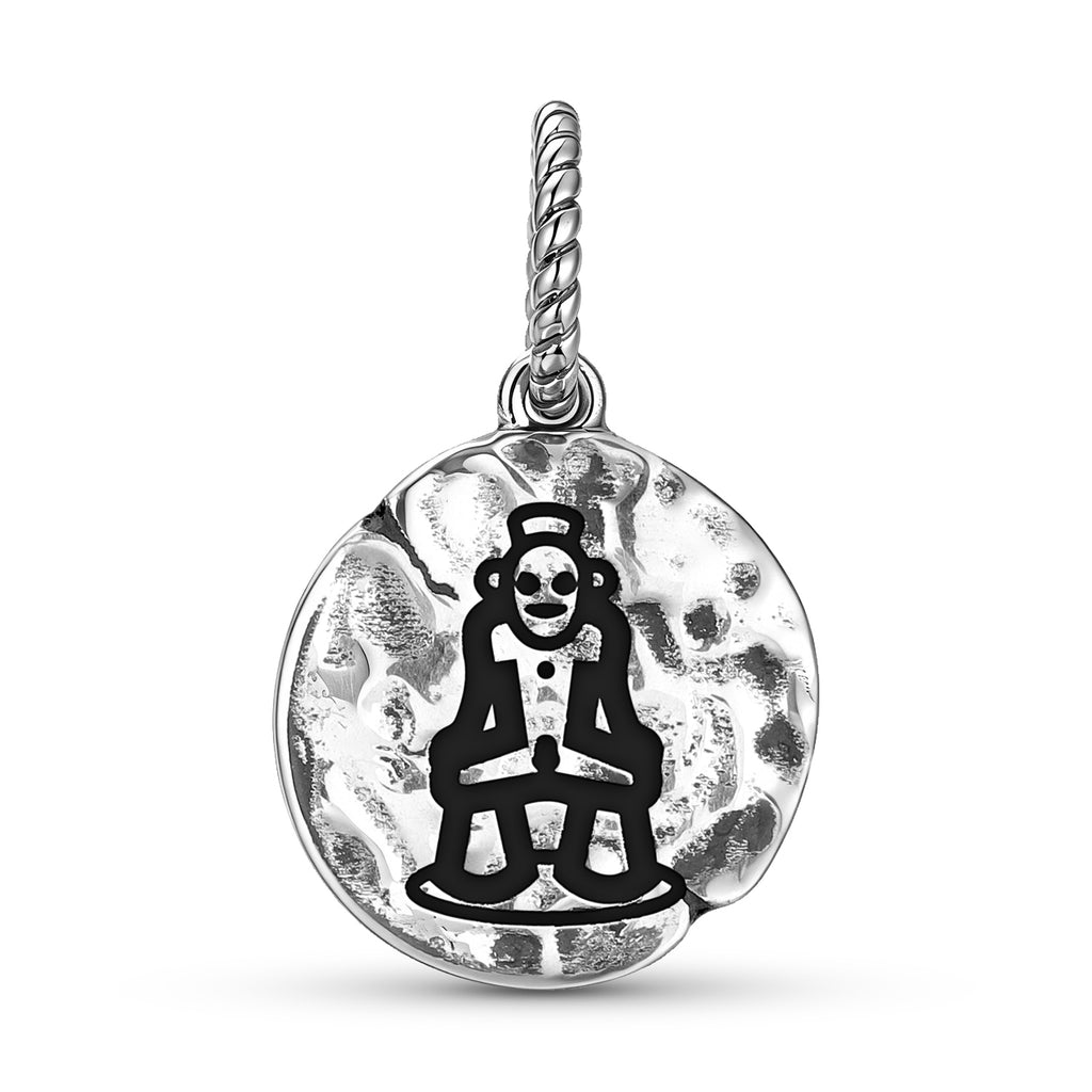 Taino Dieu de Cohoba Symbole 925 Argent Sterling Textured Dangle Charm Pour Charm Bracel