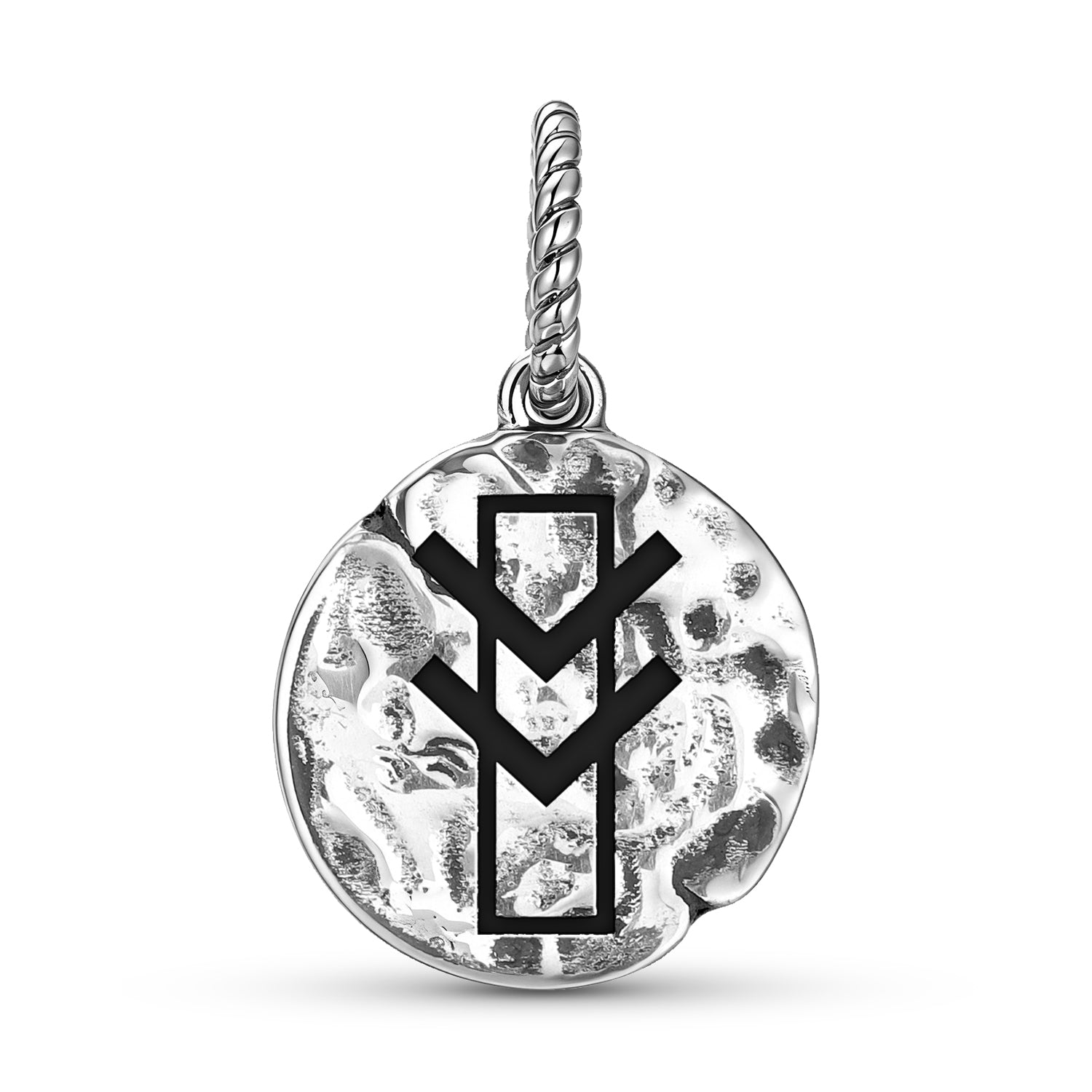 Native Rock Art Inner Power Symbol 925 Argent Sterling Textured Dangle Charm pour Char