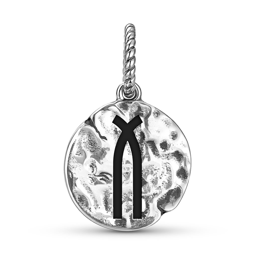 Native Rock Art Spiritual Attitude Symbol 925 Argent Sterling Main Texturée Dangle Charm F