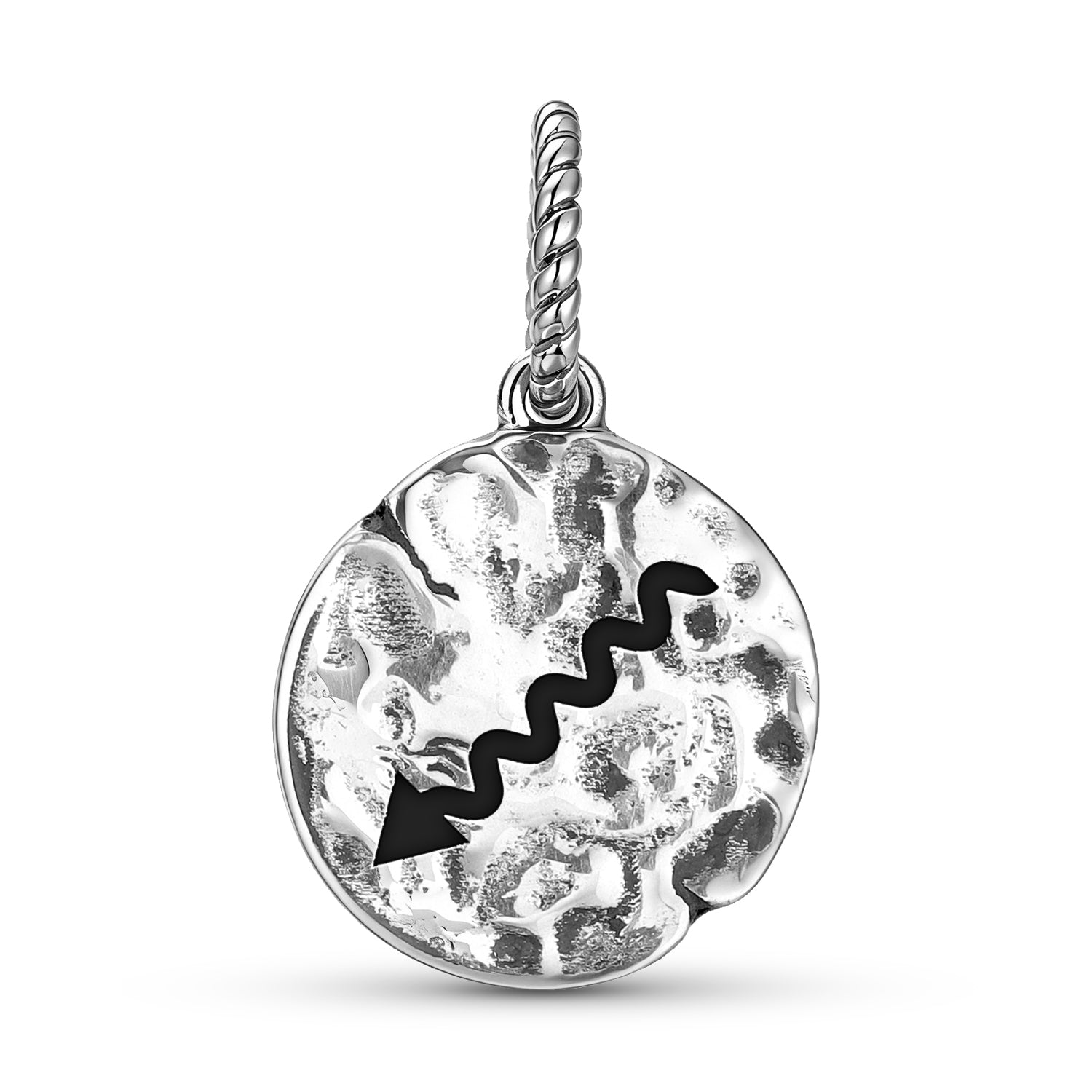 Native Rock Art Sagesse Symbole 925 Argent Sterling Textured Dangle Charm pour Charm Bra