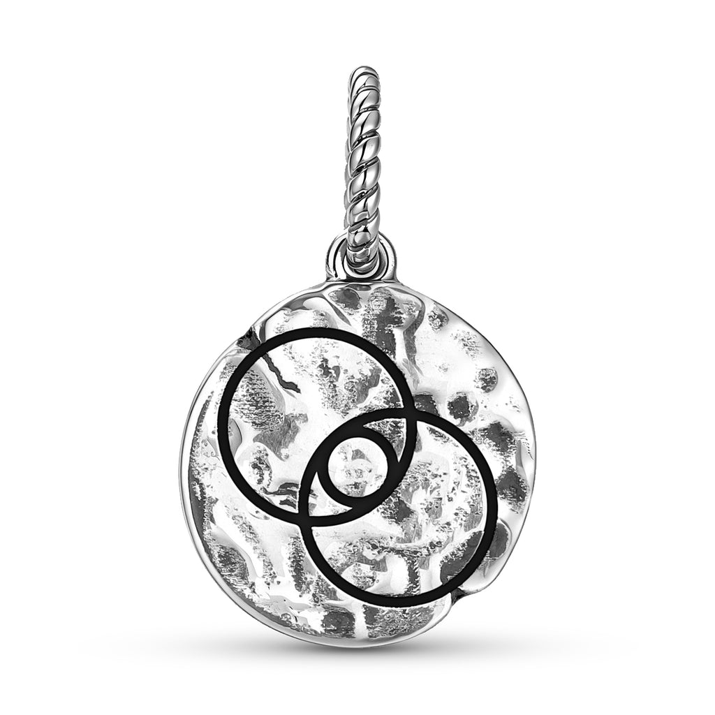 Crop Circles Tetrad Symbole 925 Argent Sterling Textured Dangle Charm Pour Charm Bracel