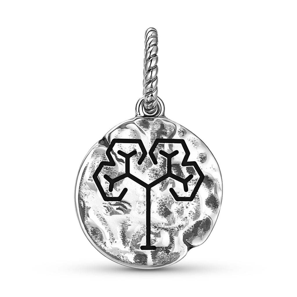 Crop Circles Golden Tree Symbol 925 Argent Sterling Textured Dangle Charm Pour Charm B