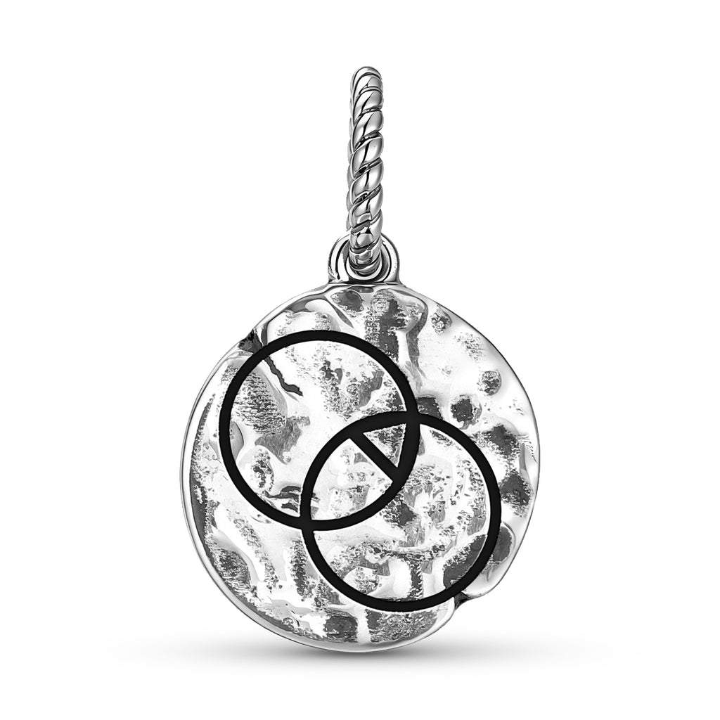 Triade Crop Circles Le symbole Triangle 925 Argent Sterling Textured Dangle Charm Pour