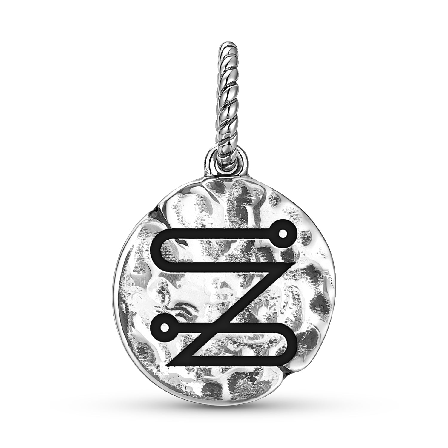 Angels JABAMIAH Symbole 925 Argent Sterling Textured Dangle Charm pour bracelets de charme