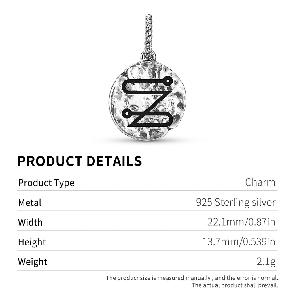 Angels JABAMIAH Symbole 925 Argent Sterling Textured Dangle Charm pour bracelets de charme