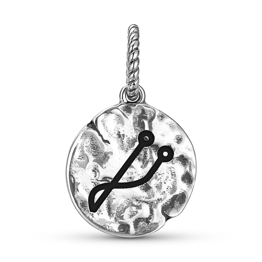 Anges Symbole 925 Argent Sterling Texture main Dangle Charm pour bracelets de charme