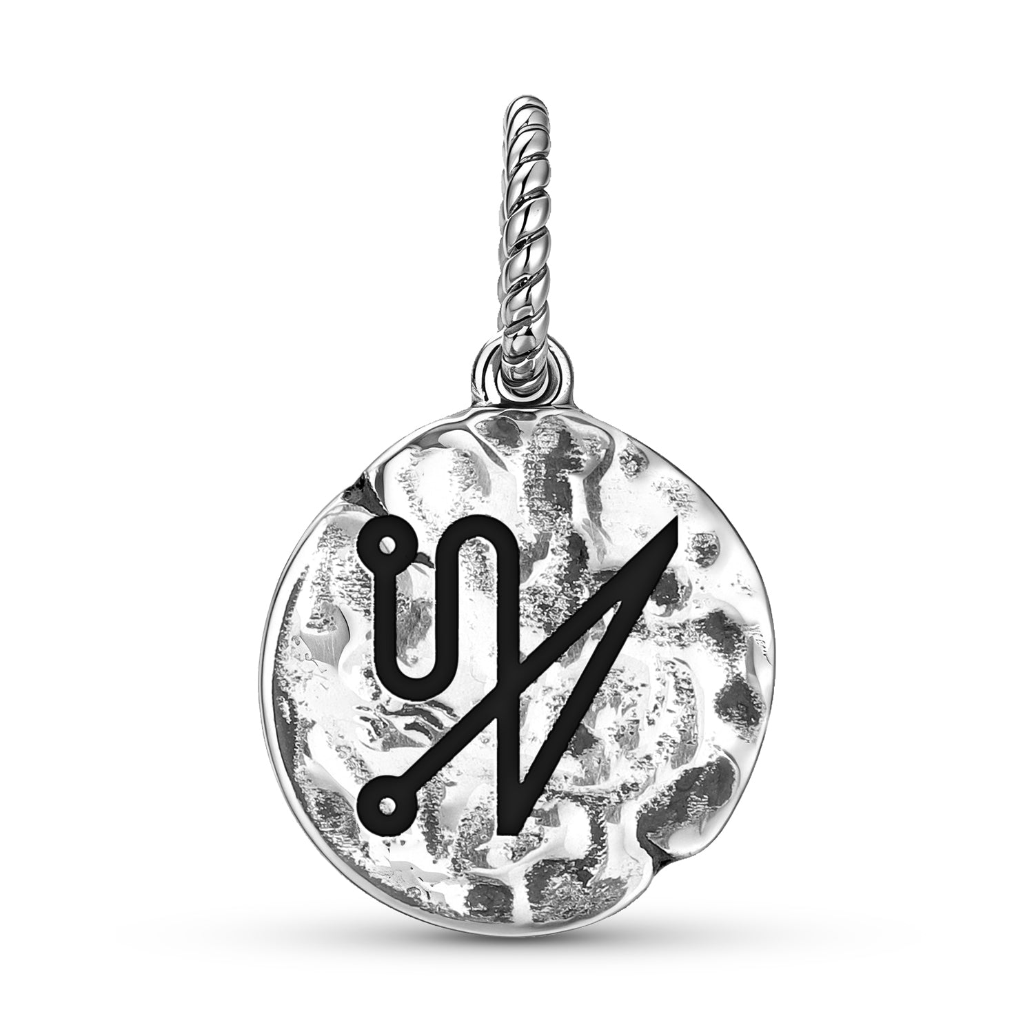 Angels MAHASIAH Symbole 925 Argent Sterling Textured Dangle Charm pour bracelets de charme