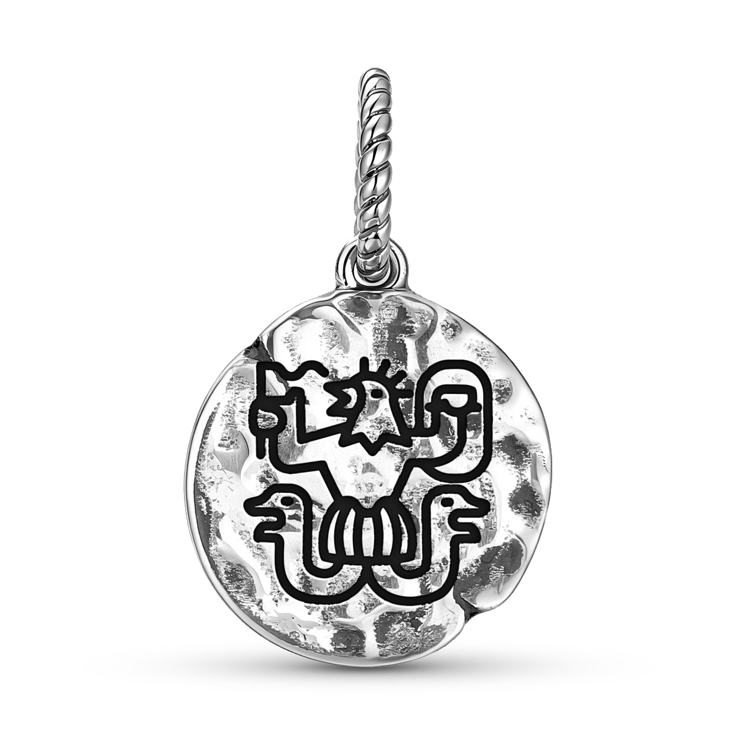 Templier Abraxas Symbole 925 Argent Sterling Textured Dangle Charm pour bracelets de charme