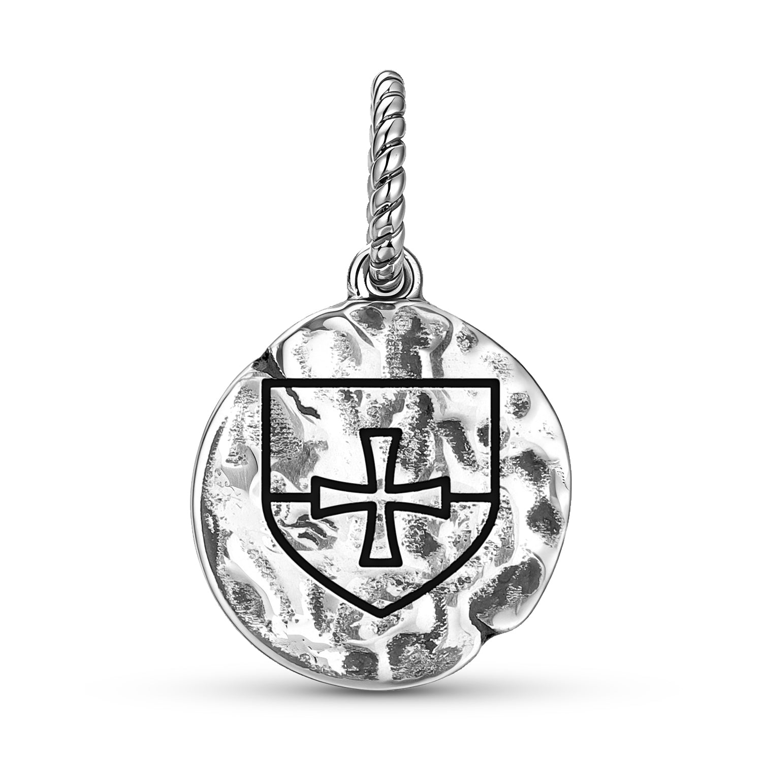 Templier manteau d'armoiries Chevaliers Templier Symbole 925 Argent Sterling Texture main Dangle Charm