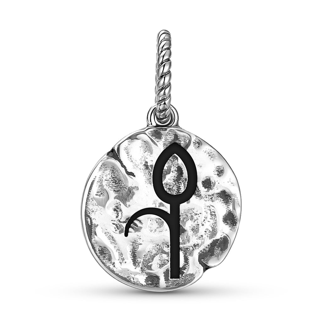 Hindu Ankusha Ganesha Goad Symbol 925 Argent Sterling Textured Dangle Charm pour Charm