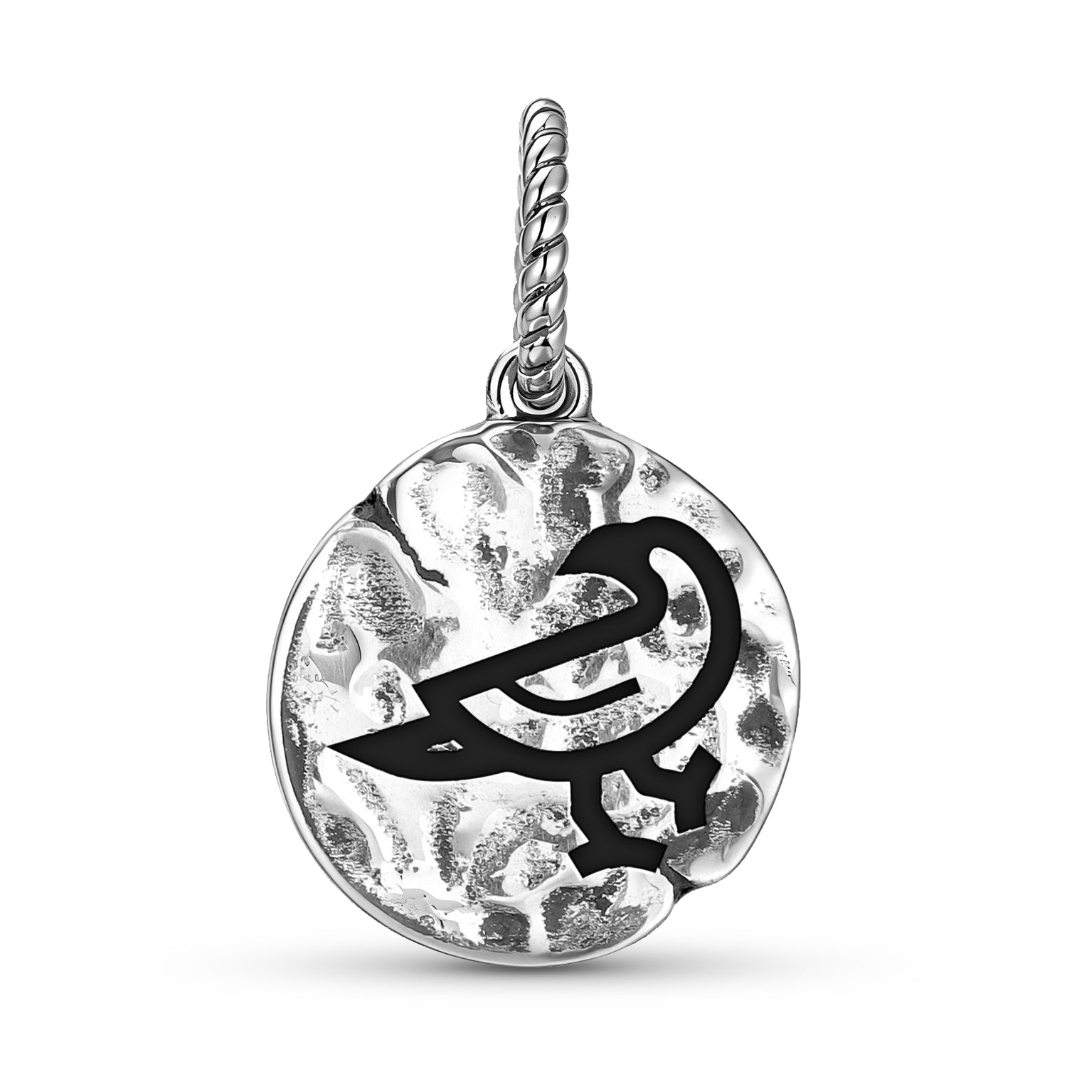 Symbole animal RAVEN 925 Argent Sterling Textured Dangle Charm pour bracelets de charme