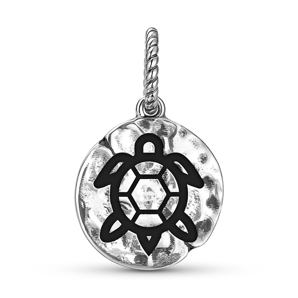 Animal TURTLE Symbole 925 Argent Sterling Textured Dangle Charm pour bracelets de charme