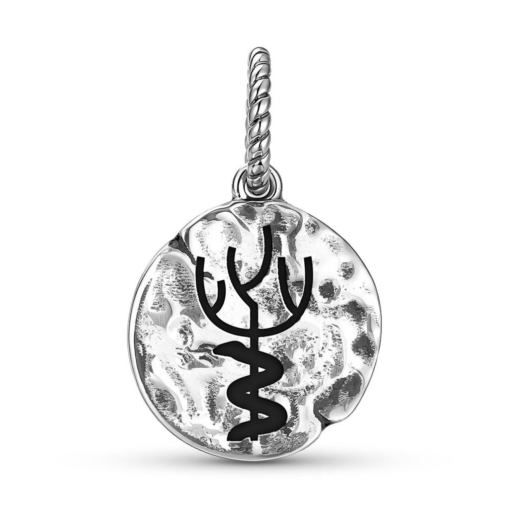 Mu Lemurian Symboles Arbre de vie et Serpent Symbole 925 Argent Sterling Main texturé Dang