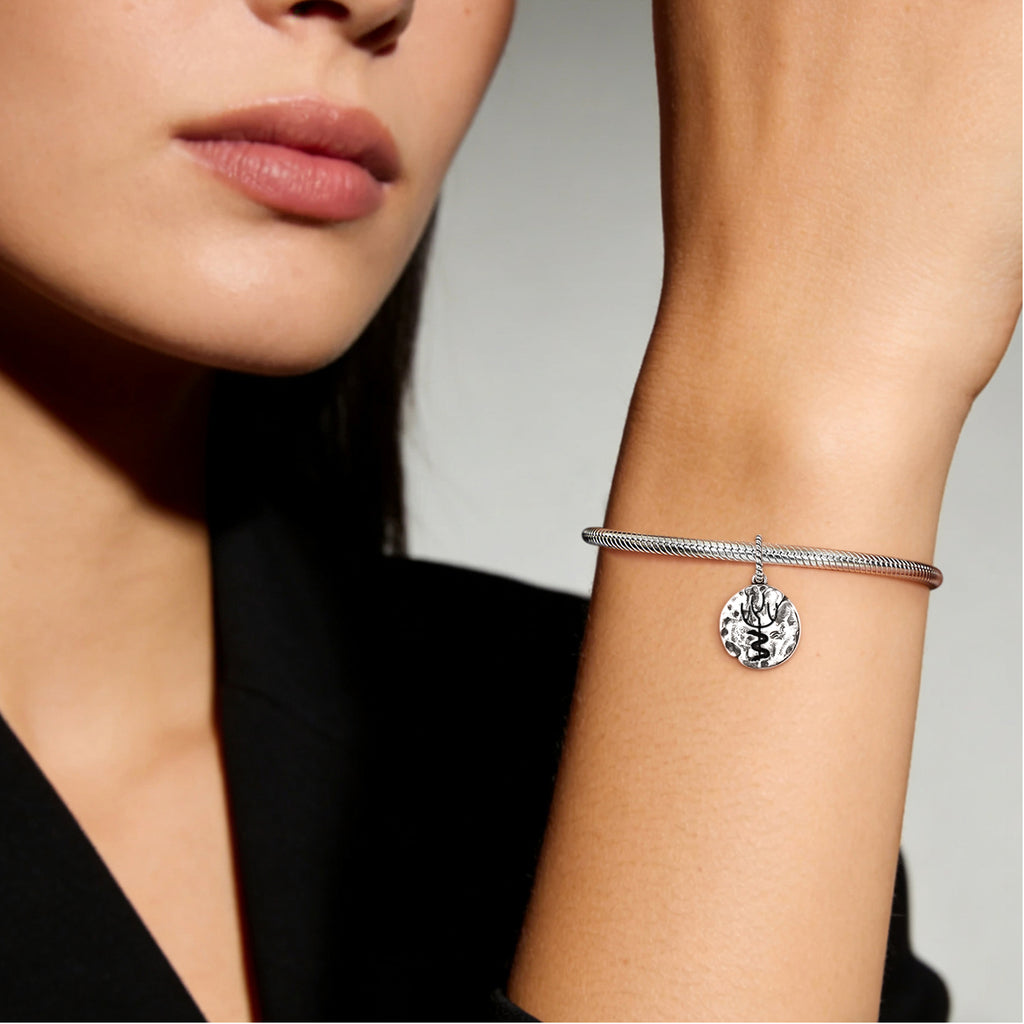 Mu Lemurian Symboles Arbre de vie et Serpent Symbole 925 Argent Sterling Main texturé Dang