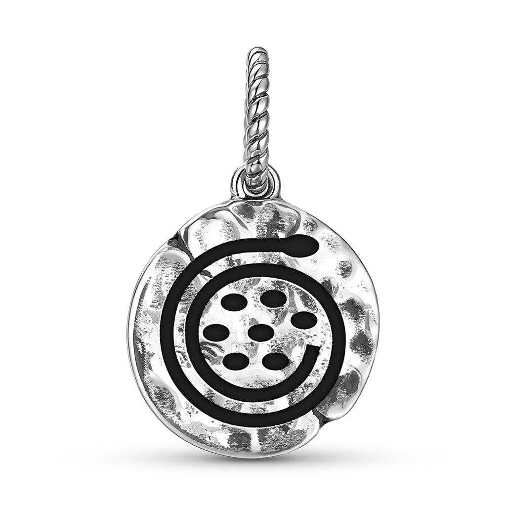 Mu Symboles lémuriens Symbole Mère de vie 925 Argent Sterling Texturé main Dangle Charm F