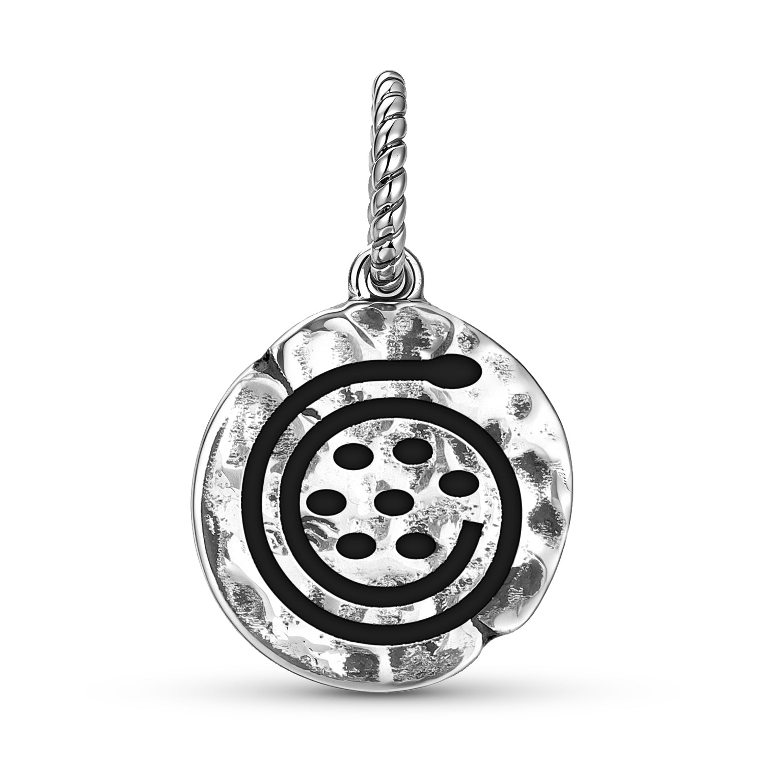 Mu Symboles lémuriens Symbole Mère de vie 925 Argent Sterling Texturé main Dangle Charm F