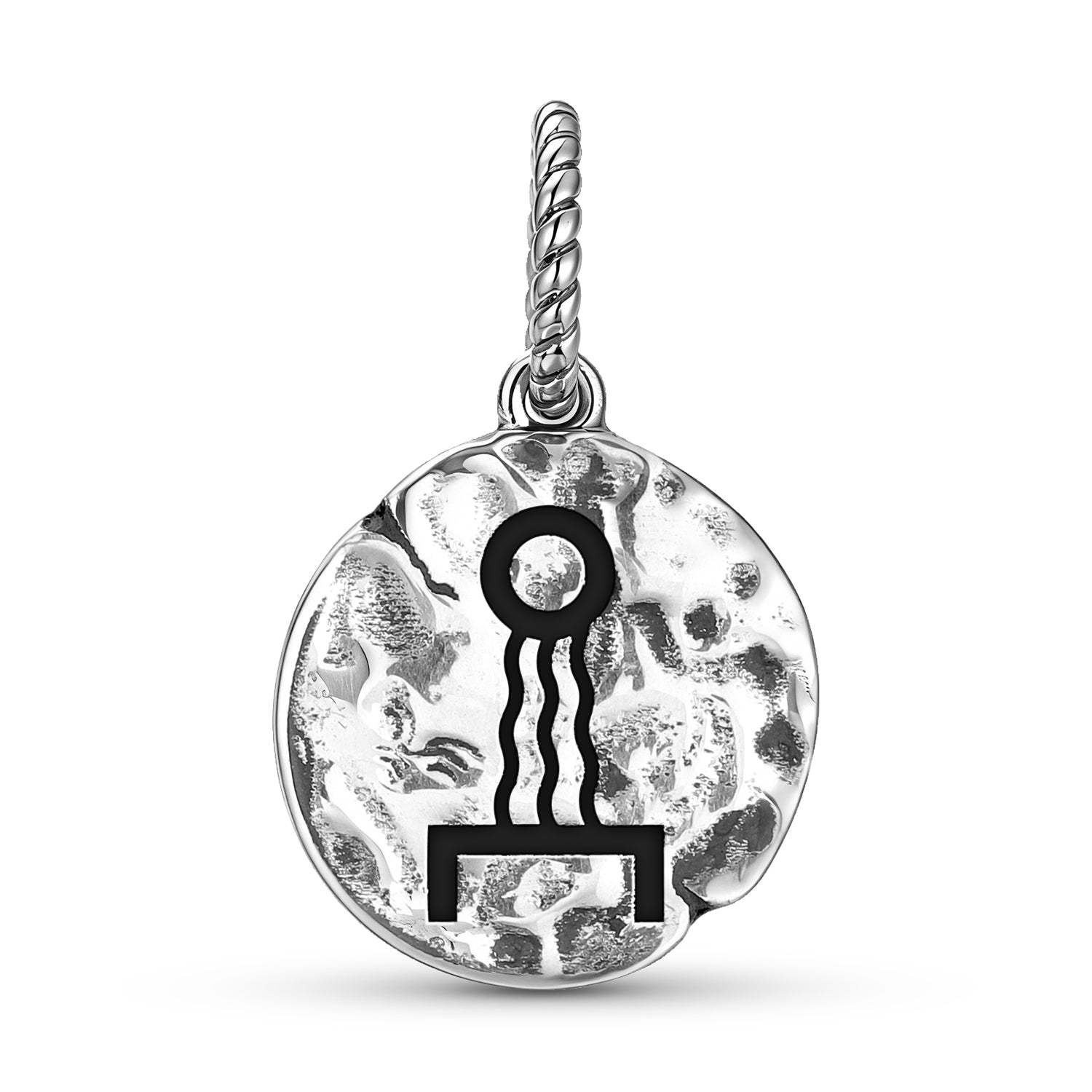 Mu Lemurian Symboles de la force de chaleur Symbole 925 Argent Sterling Textured Dangle Charm Pour C