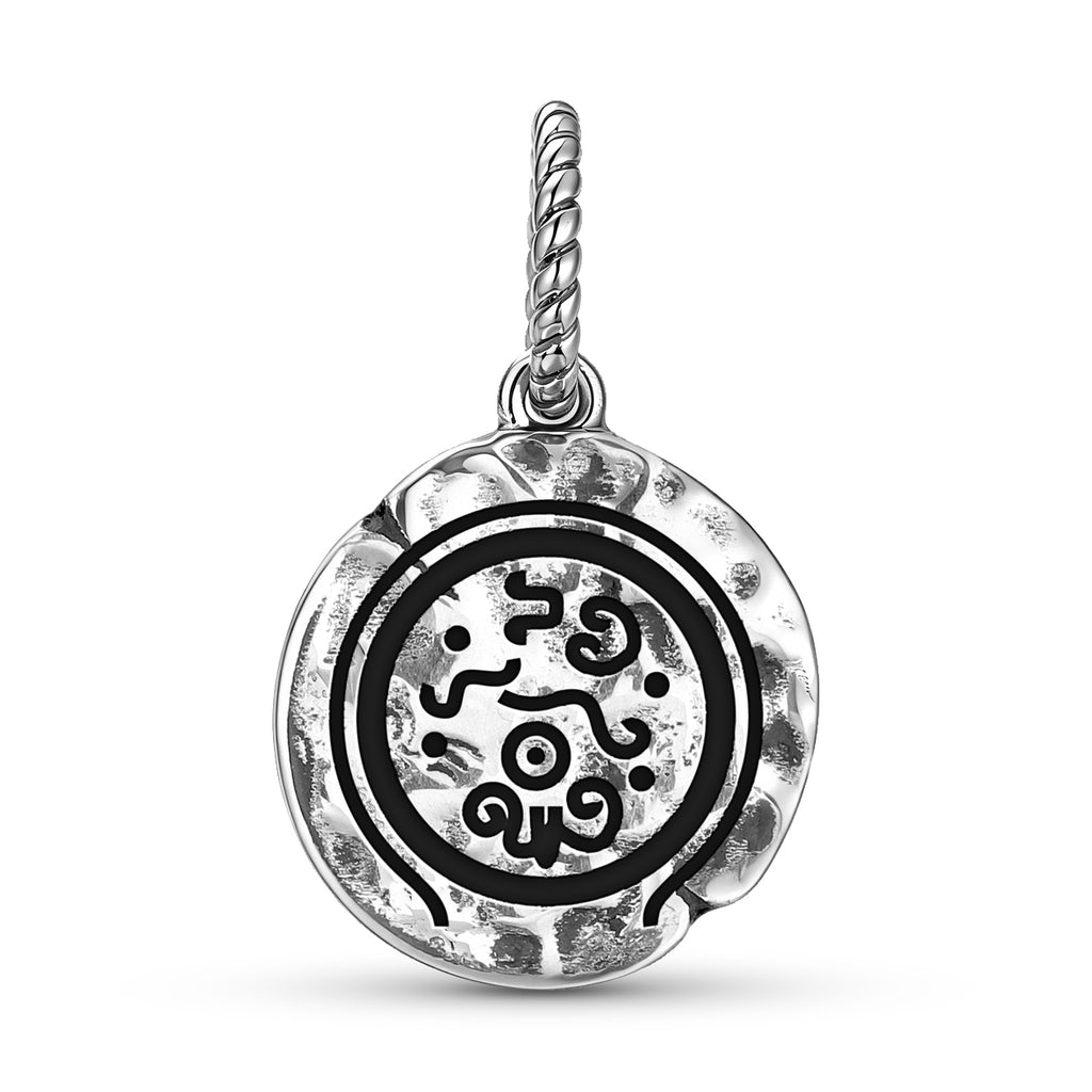 Mu Lemurian Symboles Destruction de Mu Symbole 925 Argent Sterling Main texturé Dangle Char