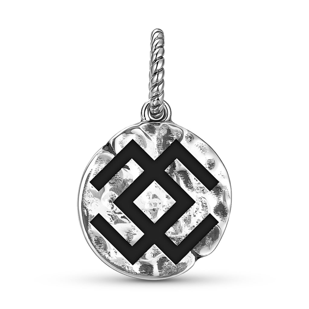 Symbole de la Krupitis letton 925 Argent Sterling Texturé main Dangle Charm pour bracelets de charme