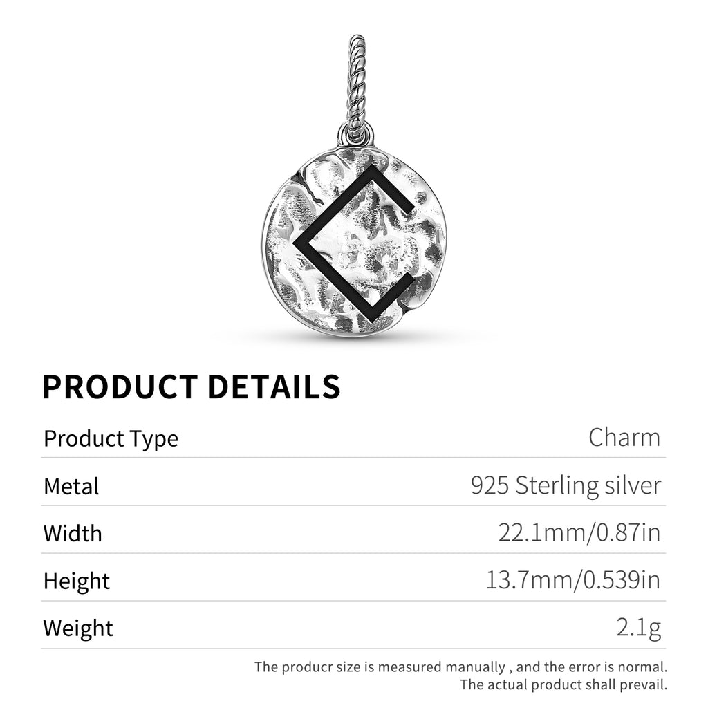 Letton M.Symbol 925 Argent Sterling Textured Dangle Charm pour bracelets de charme