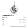 L'île de Pâques Nui Tanga Roa Symbole 925 Argent Sterling Textured Dangle Charm pour Char