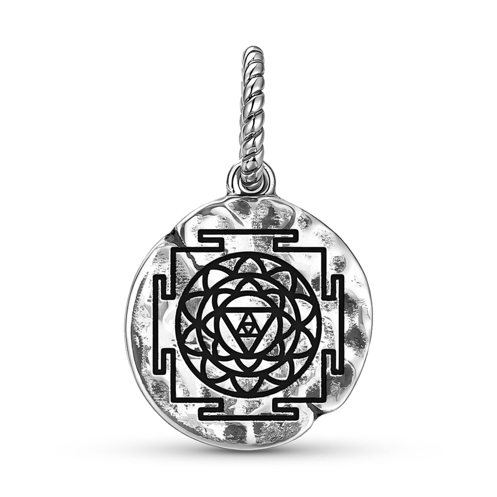 Symbole Kanakdhara 925 Argent Sterling Texture main Dangle Charm pour bracelets de charme