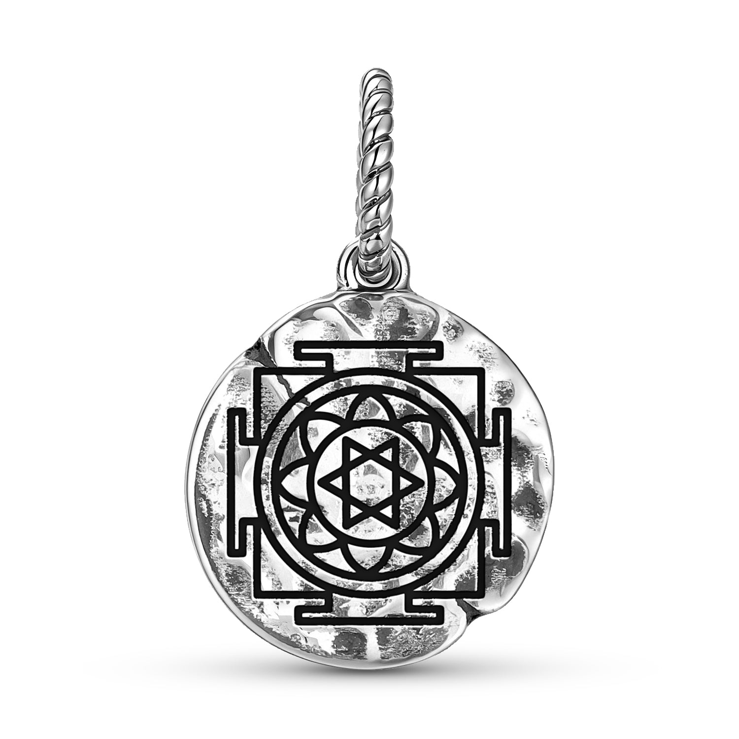 Symbole Hanuman 925 Argent Sterling Texture main Dangle Charm pour bracelets de charme