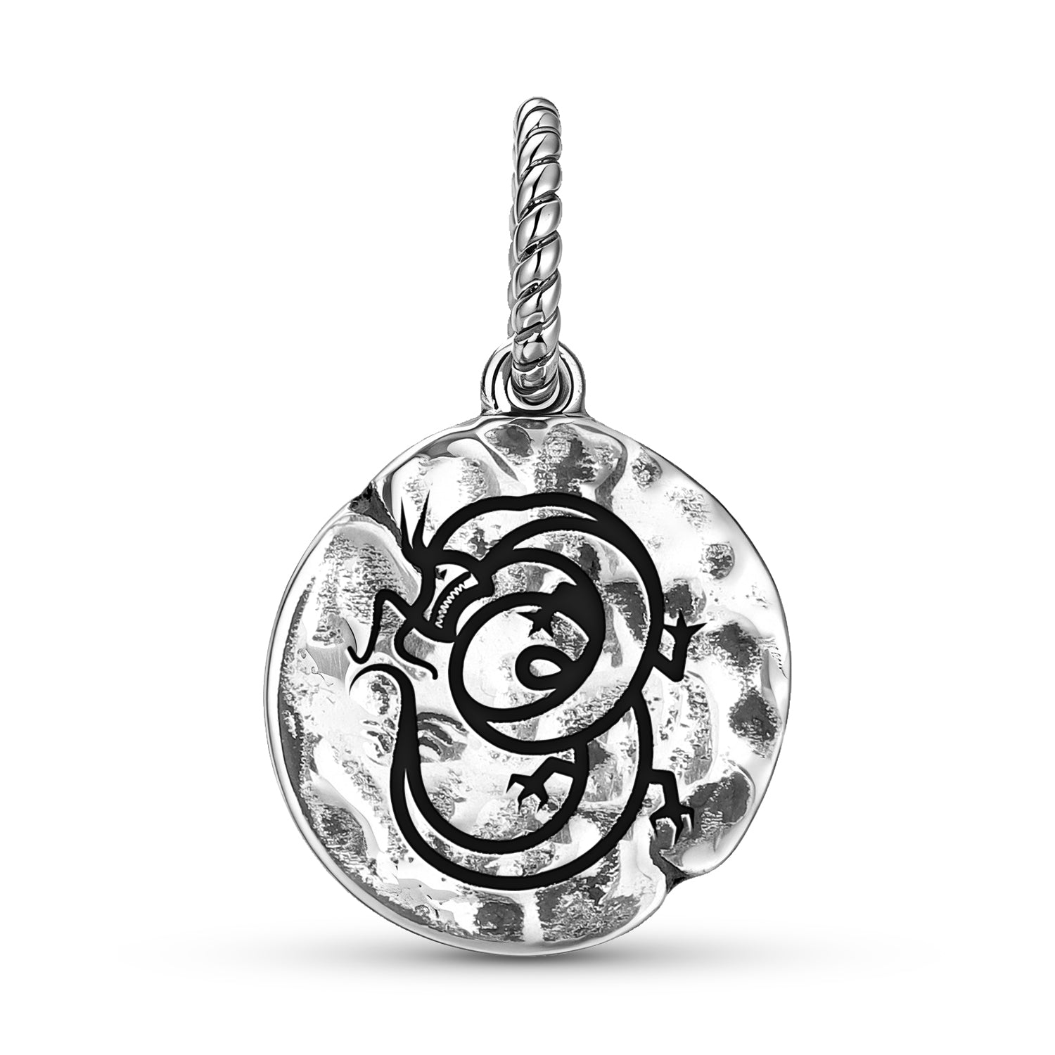 Chine Long Wang Dragon Symbole 925 Argent Sterling Texture main Dangle Charm pour Charm B
