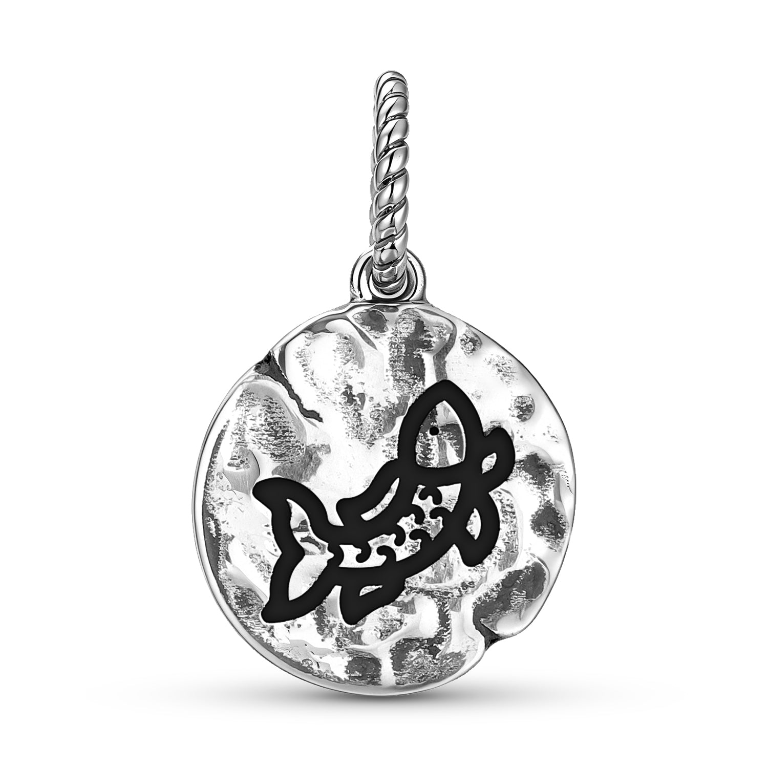 Chinese Goldfish Symbole 925 Argent Sterling Textured Dangle Charm pour bracelets de charme