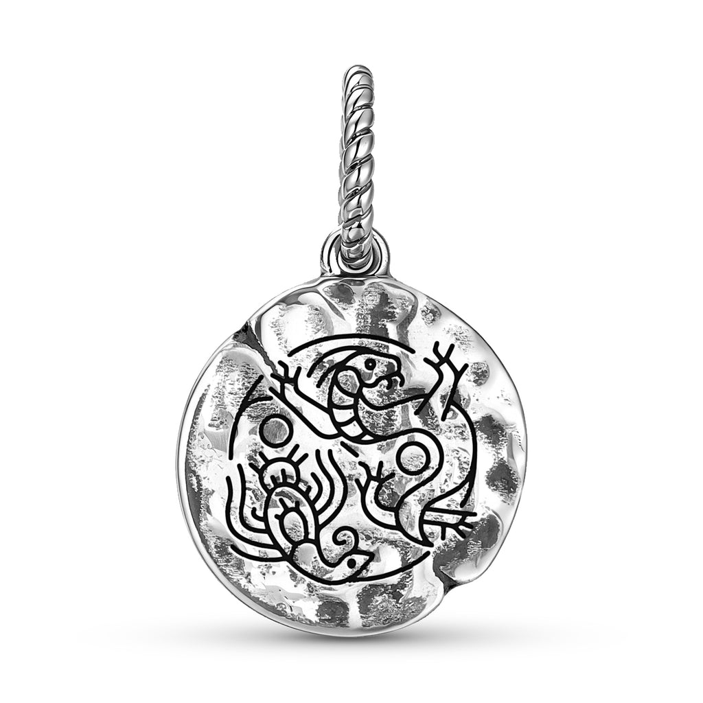 Dragon et Phoenix Symbole 925 Argent Sterling Texture main Dangle Charm pour Charm Bracele