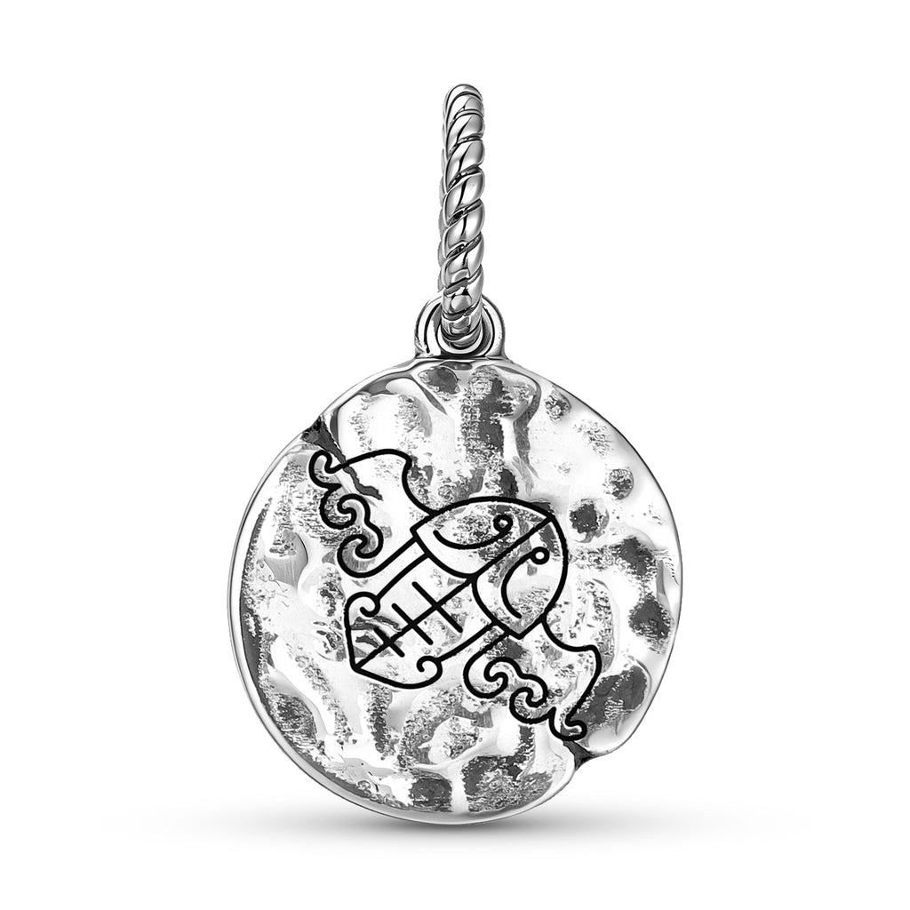 Symbole Bat 925 Argent Sterling Texture main Dangle Charm pour bracelets de charme