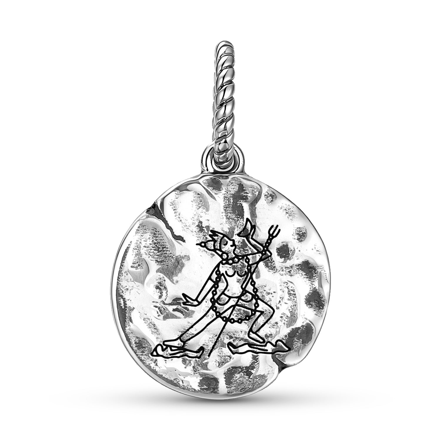 Dieux bouddhistes Narodakini Symbole 925 Argent Sterling Textured Dangle Charm Pour Charm B