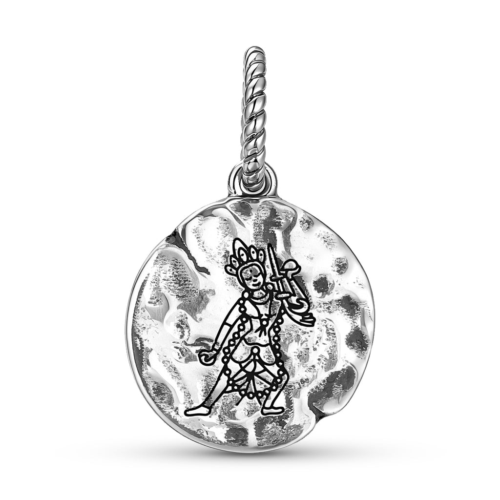 Dieux bouddhistes Vajrayogini Symbole 925 argent sterling main texturé Dangle Charm pour le charme