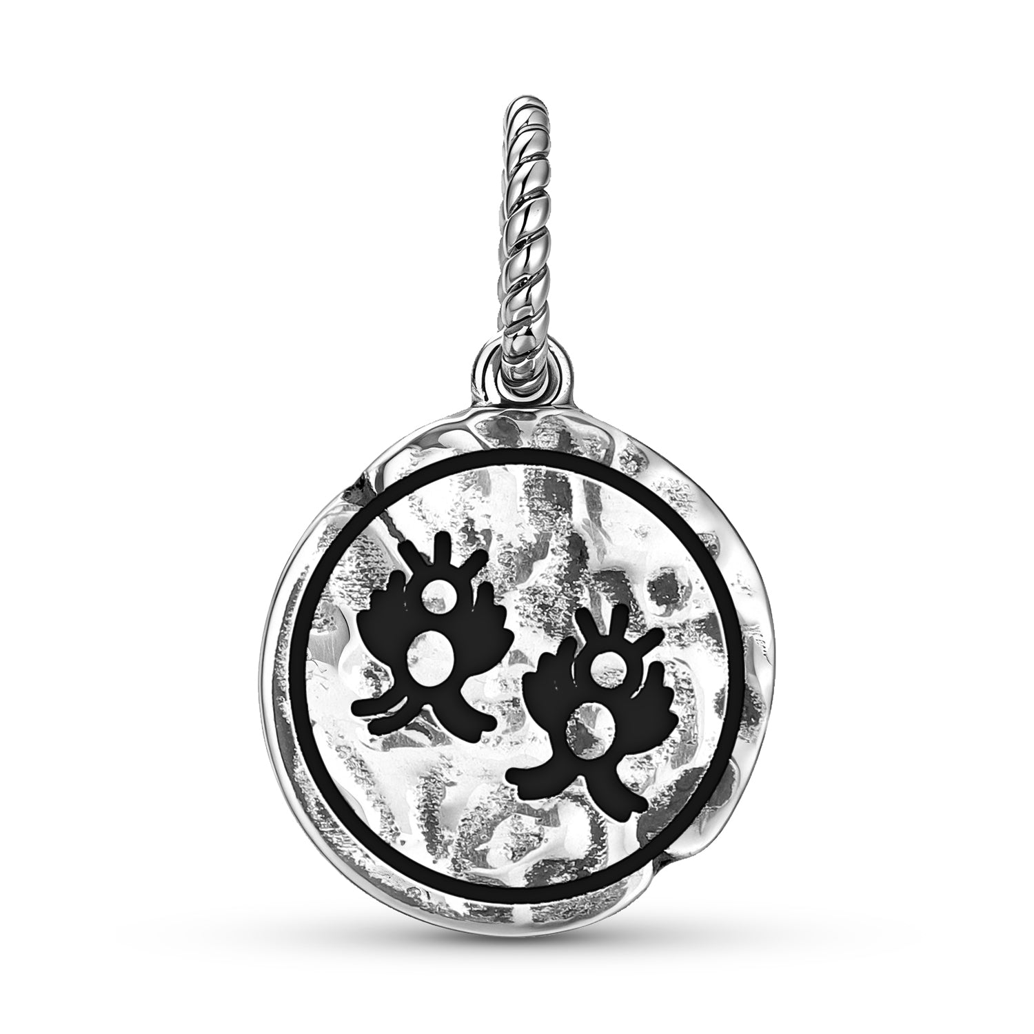Anthroposophie Gémeaux Sceau Symbole 925 Argent Sterling Texture main Dangle Charm Pour Charm