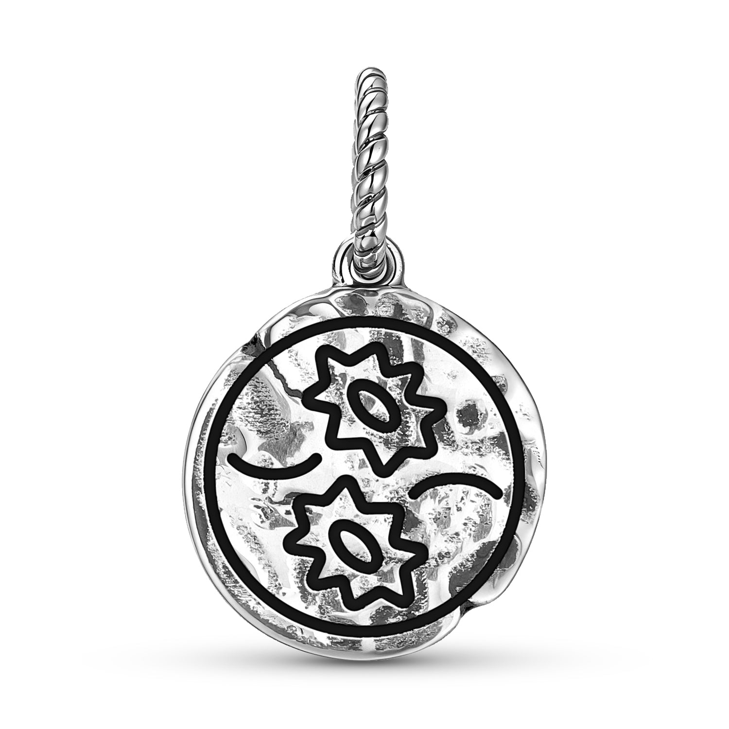 Anthroposophie Poissons Symbole du sceau 925 Argent Sterling Texturé main Dangle Charm pour Charm