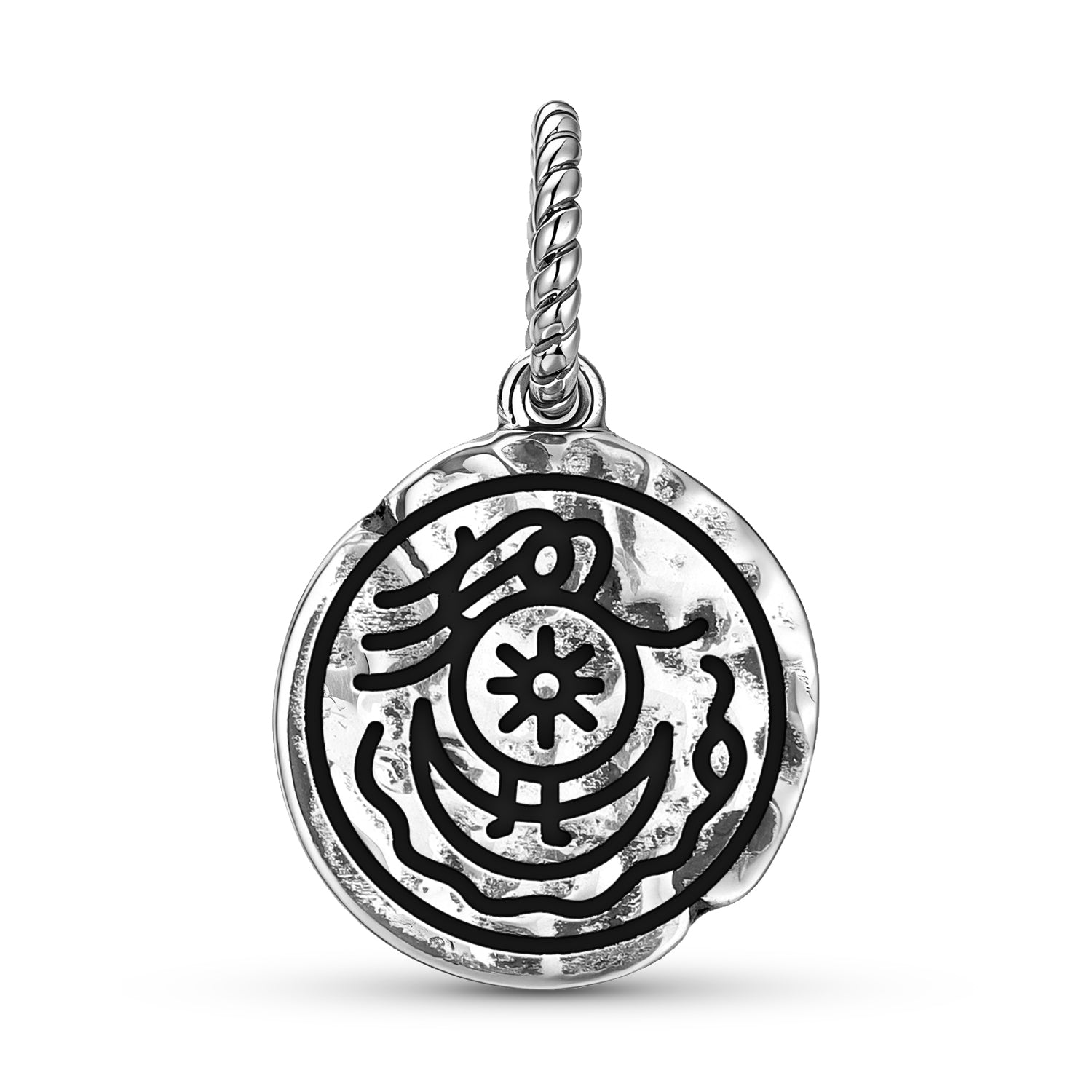 Anthroposophie Cinquième symbole du sceau apocalyptique 925 Argent Sterling Textured Dangle Charm
