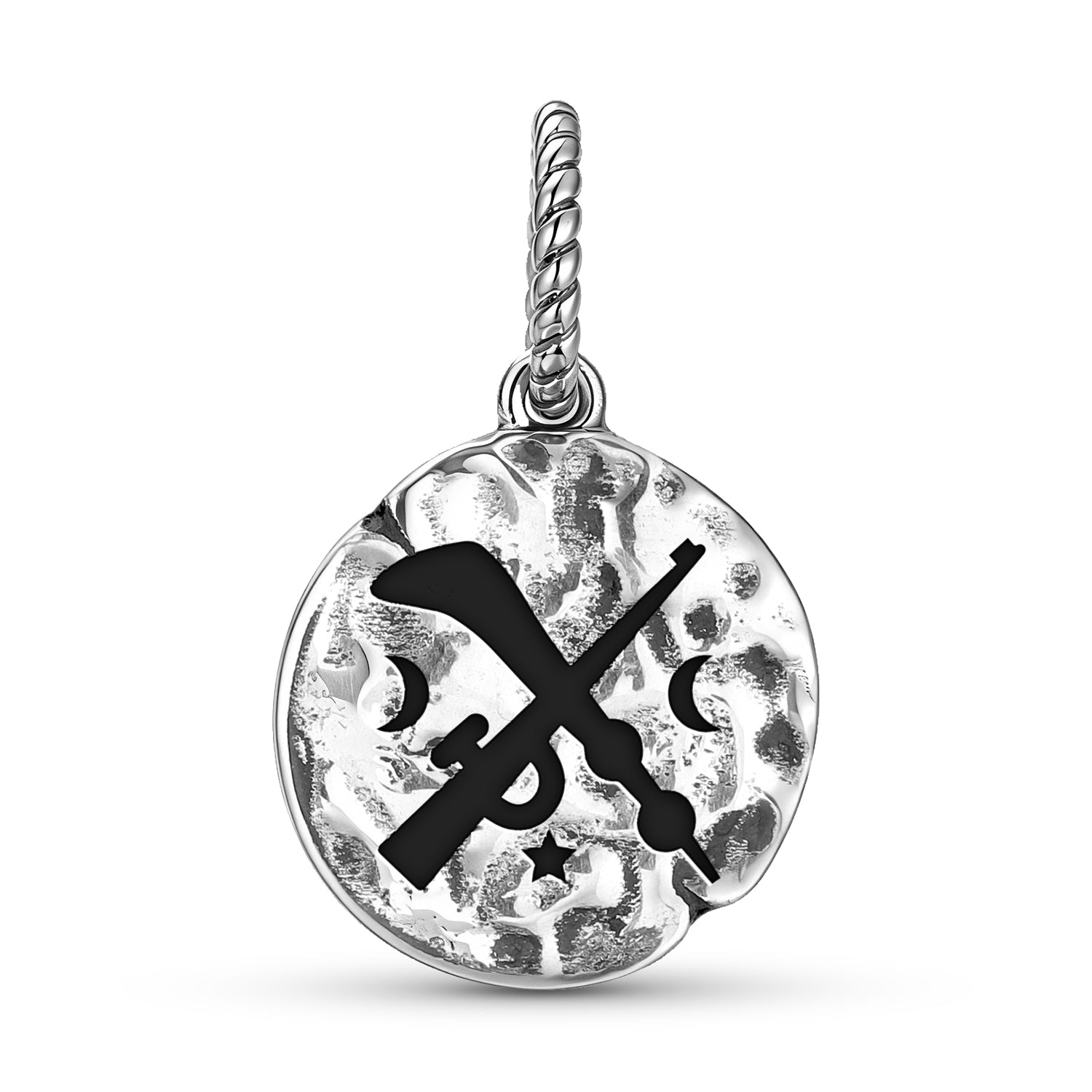 Tuo Ne Akofena Symbole 925 Argent Sterling Textured Dangle Charm pour bracelets de charme