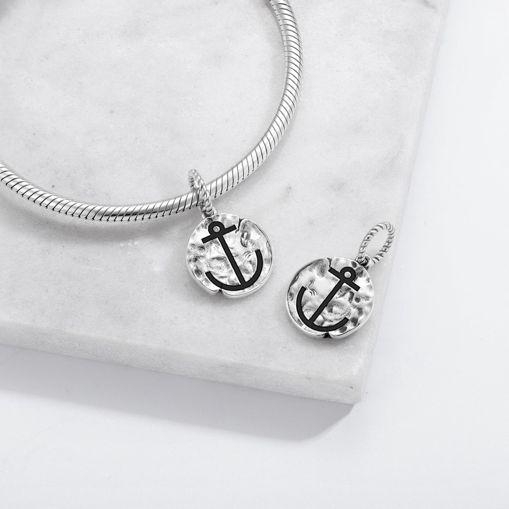 Christianisme Saint Clément Symbole de croix 925 Argent Sterling Textured Dangle Charm Pour